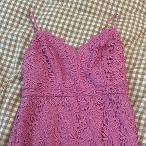 J Crew Pink Lace Spaghetti Strap Dress in Guipure Lace
